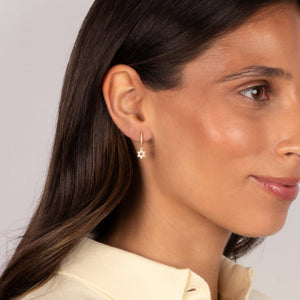 Diamond Pave Dangling Star Of David Huggie Earring 14K - Adina Eden's Jewels