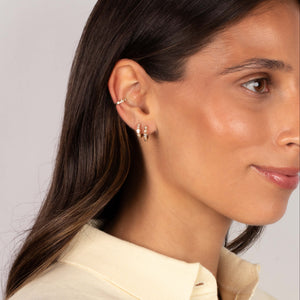 Diamond Bezel Pear & Solitaire Huggie Earring 14K - Adina Eden's Jewels