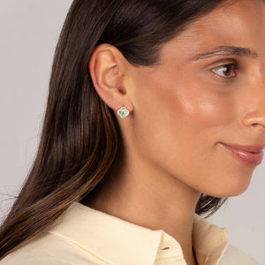 Diamond Pave & Emerald Clover Stud Earring 14K - Adina Eden's Jewels