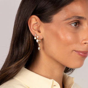 Lab Grown Diamond Emerald X Pear Dangling Drop Stud Earring 14K - Adina Eden's Jewels