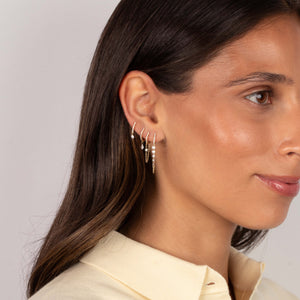 Floating Multi Diamond Chain Pave Huggie Earring 14K - Adina Eden's Jewels