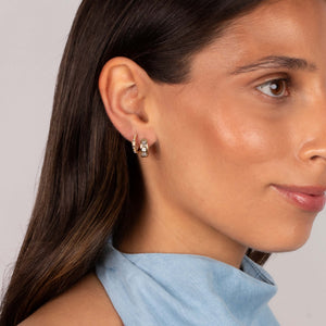 Diamond Multi Emerald Cut Bezel Huggie Earring 14K - Adina Eden's Jewels