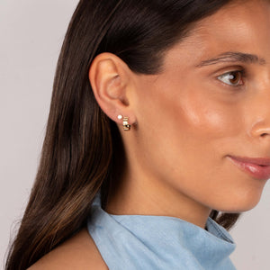 Diamond Evil Eye Ridged Huggie Earring 14K - Adina Eden's Jewels