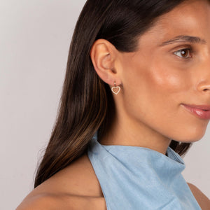 Diamond Pave Open Heart Drop Huggie Earring 14K - Adina Eden's Jewels