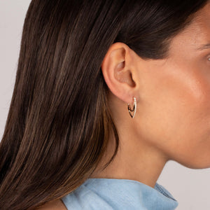 Diamond Pave Double V Huggie Earring 14K - Adina Eden's Jewels