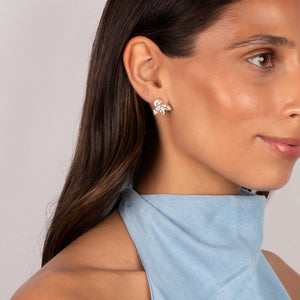 CZ Solitaire X Triple Marquise Fan Stud Earring - Adina Eden's Jewels