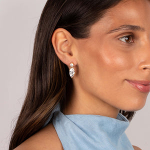 Fancy Solitare & Marquise Dangle Stud Earring - Adina Eden's Jewels