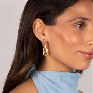Fancy Pave Accented Open Oval Drop Stud Earring - Adina Eden's Jewels