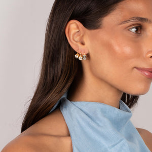 CZ Bezel Emerald Baguette Huggie Earring - Adina Eden's Jewels