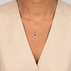 Diamond Solid/Pave Heart Pendant Necklace 14K - Adina Eden's Jewels