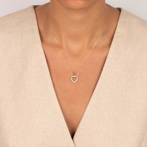 Diamond Rimmed Cutout Heart Pendant Necklace 14K - Adina Eden's Jewels