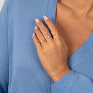 Diamond Pave Evil Eye Disc Ring 14K - Adina Eden's Jewels