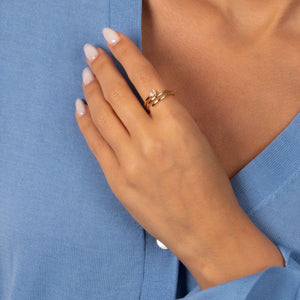 CZ Teardrop Bezel Triple Wrap Coil Ring - Adina Eden's Jewels