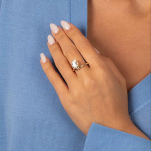 CZ Oval Bezel Adjustable Statement Ring - Adina Eden's Jewels