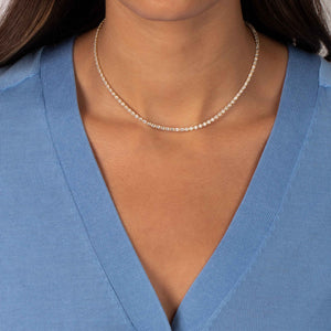 CZ Oval Four Prong Tennis Necklace - Adina Eden's Jewels