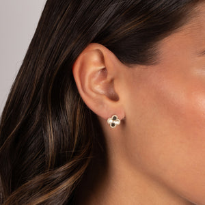Diamond Pave Outline Ridged Clover Stud Earring 14K - Adina Eden's Jewels