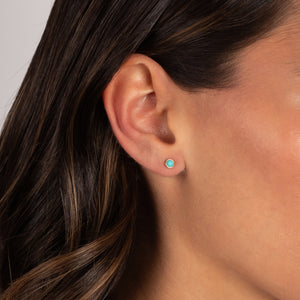Mini Turquoise Bezel Stud Earring 14K - Adina Eden's Jewels