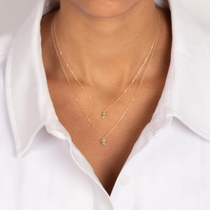 Solid Double Bubble Initial 2 In 1 Necklace - Adina Eden's Jewels