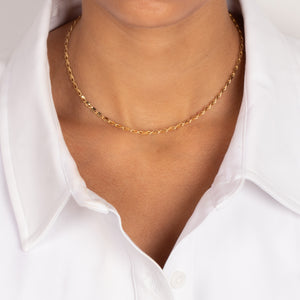 Solid Flat Elongated Bead Chain Choker - Adina Eden's Jewels