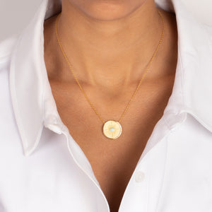 Turquoise Evil Eye Disc Pendant Necklace - Adina Eden's Jewels