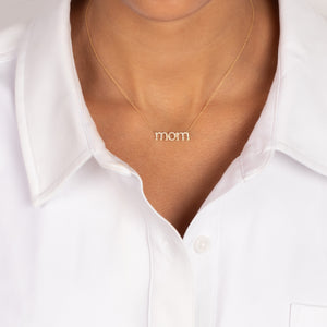 Diamond Pave "Mom" Necklace 14K - Adina Eden's Jewels