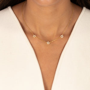 Pave Triple Star Of David Necklace - Adina Eden's Jewels