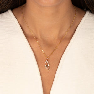 Pave CZ Map Of Israel X Star Of David Necklace - Adina Eden's Jewels