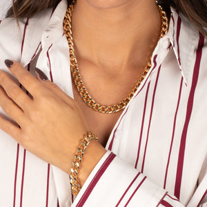 Wide Link Cuban Bracelet & Necklace Combo Set - Adina Eden's Jewels