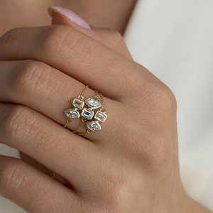 Lab Grown Diamond Mixed Cut Chain Ring 14K - Adina Eden's Jewels