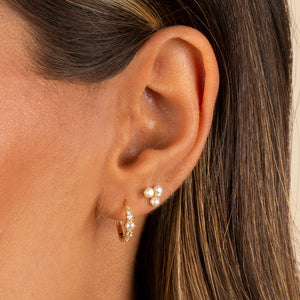  Mini Pearl & CZ Huggie Earring - Adina Eden's Jewels