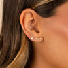  Mini Curved CZ X Pearl Stud Earring - Adina Eden's Jewels