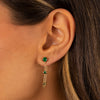  Emerald Green Drop Down Font Chain Stud Earring 14K - Adina Eden's Jewels