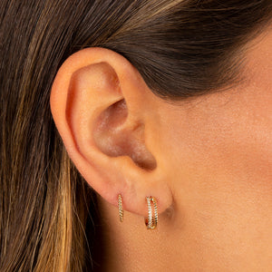  Diamond Pavé X Twisted Rope Huggie Earring 14K - Adina Eden's Jewels