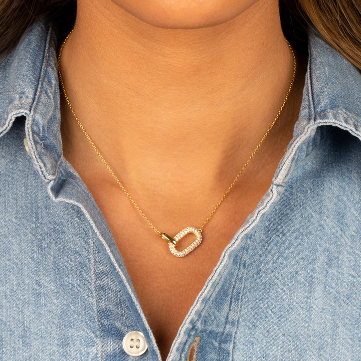 Pavé X Solid Double Link Necklace - Adina Eden's Jewels