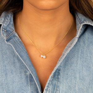  Mini Double Pearl Pendant Necklace - Adina Eden's Jewels