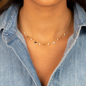  Dangling Multi Charms & Pearls Necklace - Adina Eden's Jewels