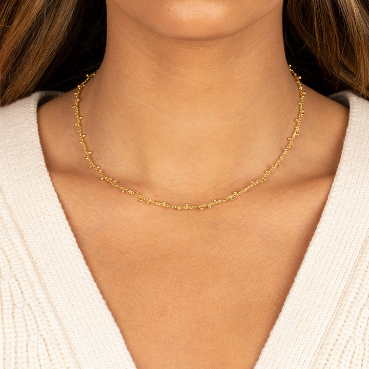  Solid Scattered Bead Necklace 14K - Adina Eden's Jewels