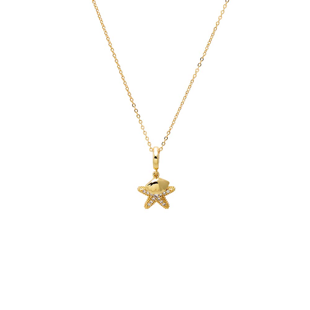 Gold CZ Starfish Pendant Necklace - Adina Eden's Jewels