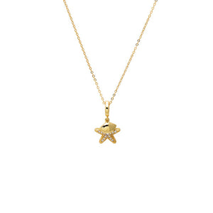 Gold CZ Starfish Pendant Necklace - Adina Eden's Jewels