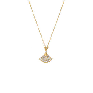 Gold CZ Baguette Fan Pendant Necklace - Adina Eden's Jewels
