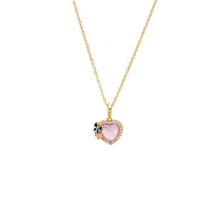 Multi-Color Pink Mother of Pearl Heart Pendant Necklace - Adina Eden's Jewels