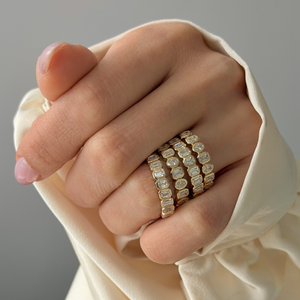 Lab Grown Diamond Emerald Cut Band Ring 14K - Adina Eden's Jewels