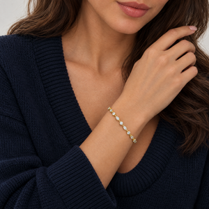Lab Grown Diamond Marquise/Round Semi Bezel Tennis Bracelet