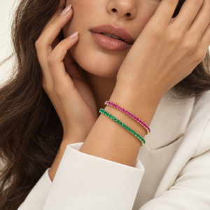CZ Colored Round 3MM Tennis Bracelet - Adina Eden's Jewels