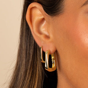  Solid Twisted Box Hoop Earring - Adina Eden's Jewels