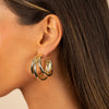  Solid Triple Hollow Hoop Earring - Adina Eden's Jewels