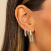  Solid Pavé Drop Link Huggie Earring - Adina Eden's Jewels