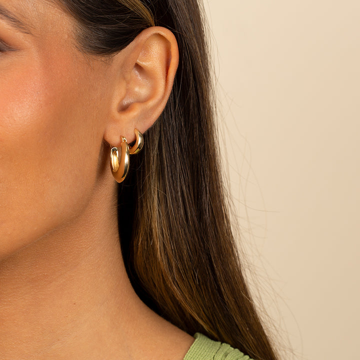  Chunky Solid Graduated Hoop Earring - Adina Eden's Jewels