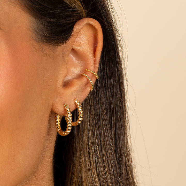  Chunky Beaded Oval Hoop Earring - Adina Eden's Jewels