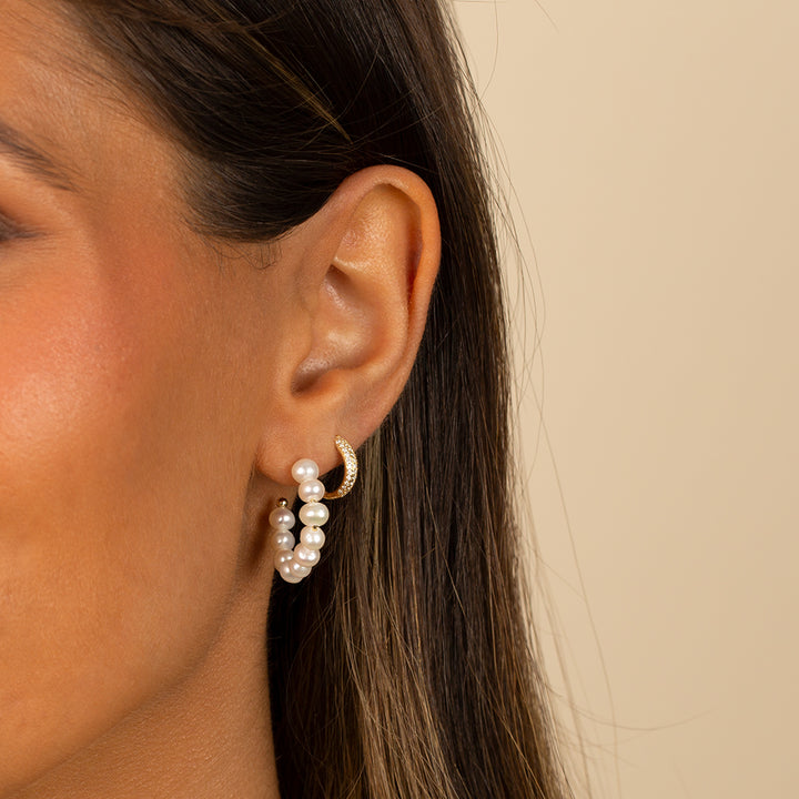  Multi Pearl Open Hoop Earring - Adina Eden's Jewels